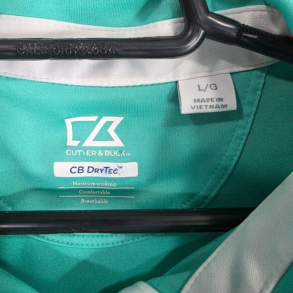 Womens Cutter & Buck Teal CB DryTec Polo Shirt Short Sleeve Polyester Size L - Picture 2 of 7